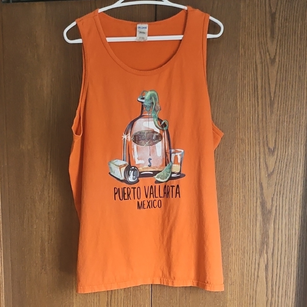 Gildan Orange Puerto Vallarta Graphic Tank